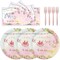 75PCS Floral Baby Shower Disposable Tableware Supplies - Girl